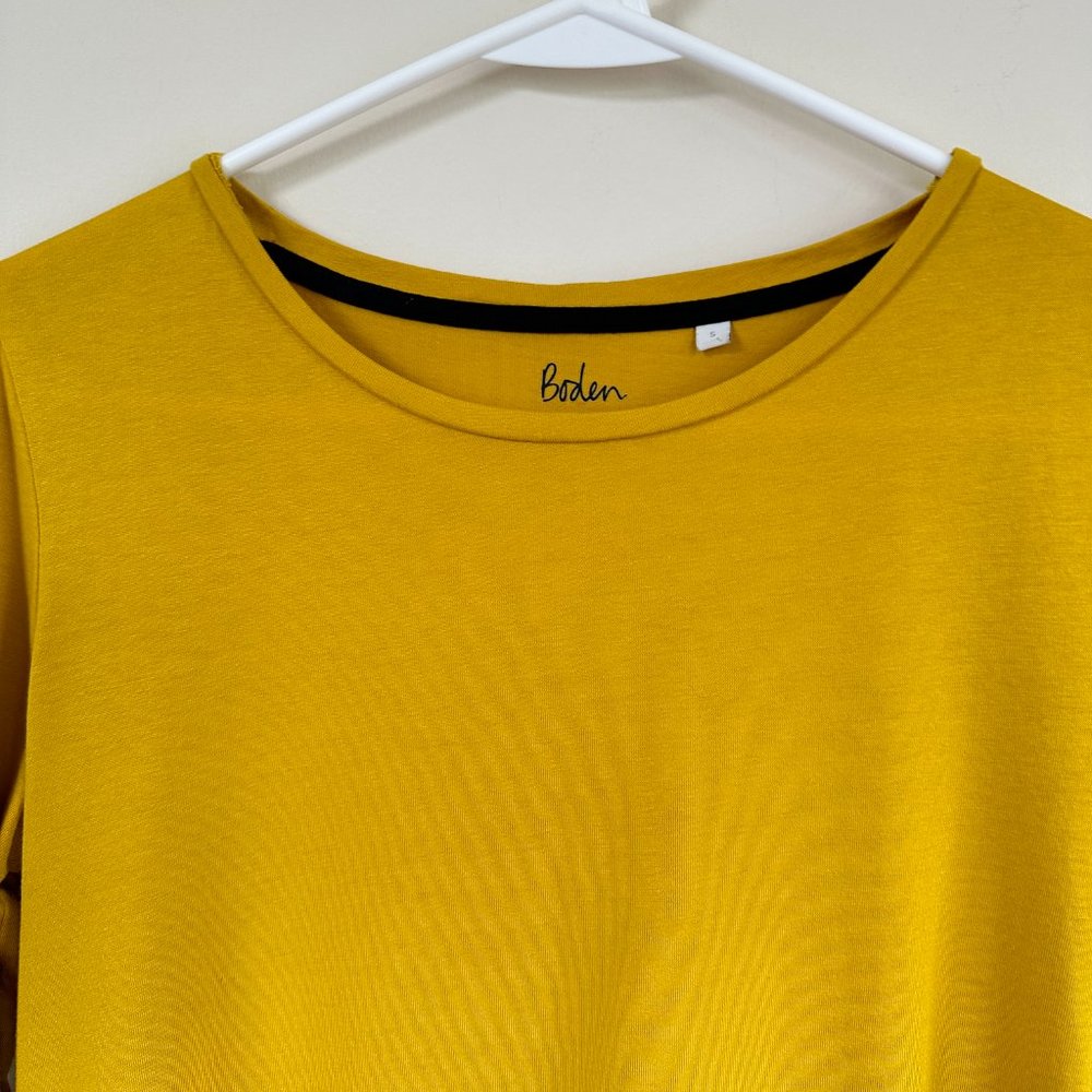 Boden Women's T-Shirt Super Soft Long Sleeve Crew Neck Yellow Sz SMALL - Picture 2 of 9